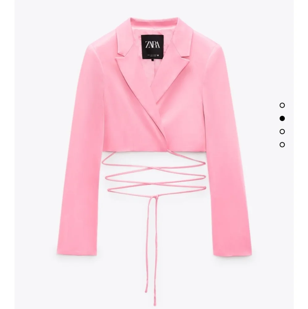 Zara 2pc Matching Set  * Satin Cropped Blazer and Wide Pants Pink Size S